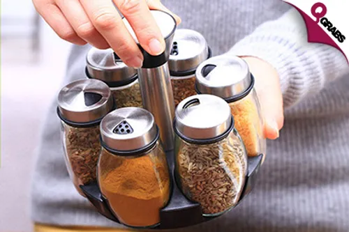 From QR79 Zest Up Your Kitchen with a 6-Piece Rotating Spice Rack! (Up to QR250 Value)